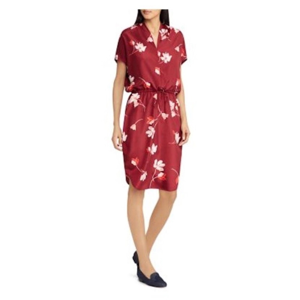 Ralph Lauren Maroon Floral Crepe Dress | 12